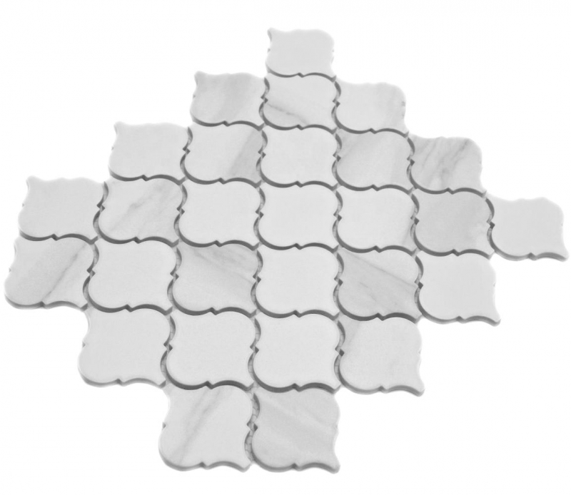 Muestra de mano cerámica mosaico Florentino Carrara look vintage blanco gris mate MOS13-0201_m