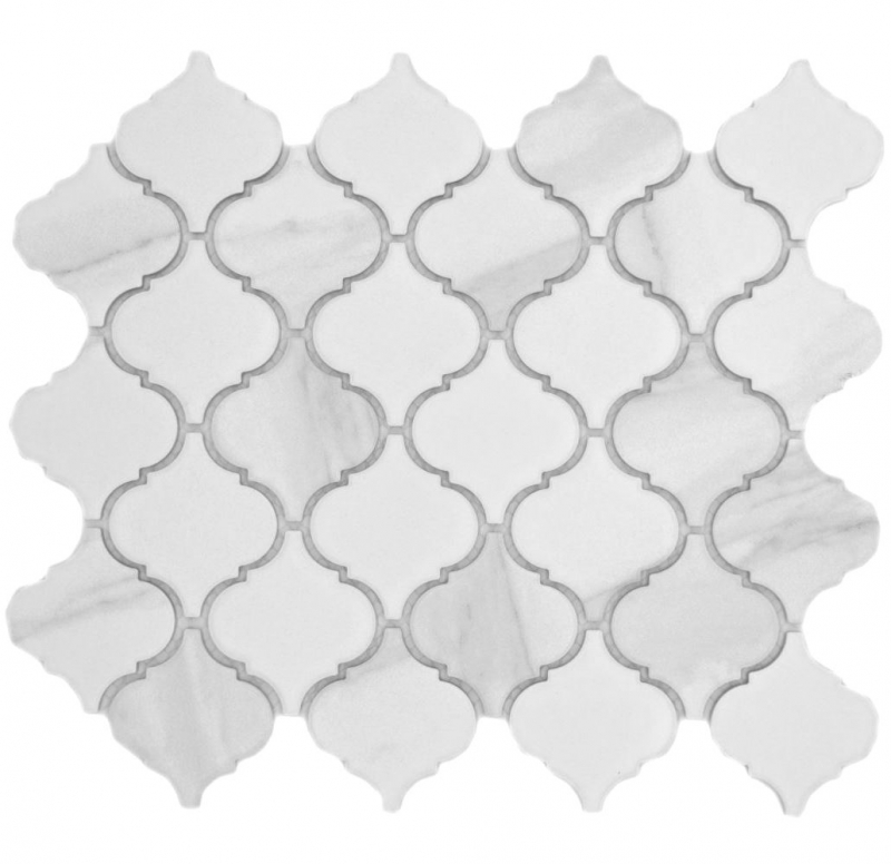 Muestra de mano cerámica mosaico Florentino Carrara look vintage blanco gris mate MOS13-0201_m