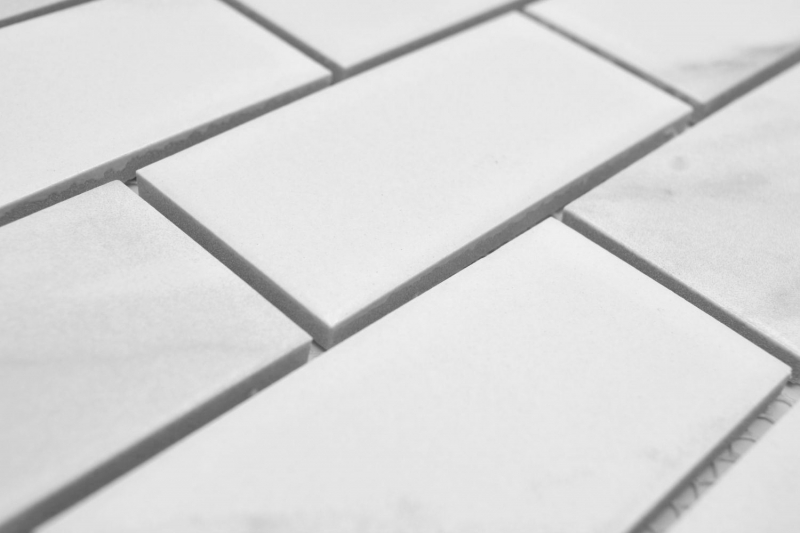 Azulejo de mosaico de cerámica muestra de mano Pared enlace compuesto Cararra blanco gris mate MOS26M-1102_m