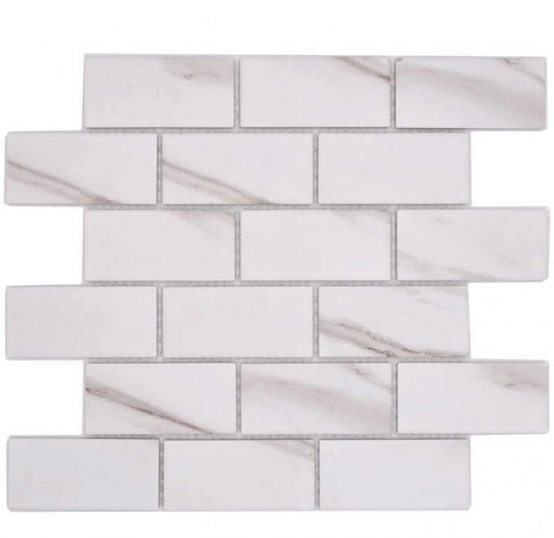 Azulejo de mosaico de cerámica muestra de mano Pared enlace compuesto Calacatta blanco gris-marrón mate MOS26M-1112_m
