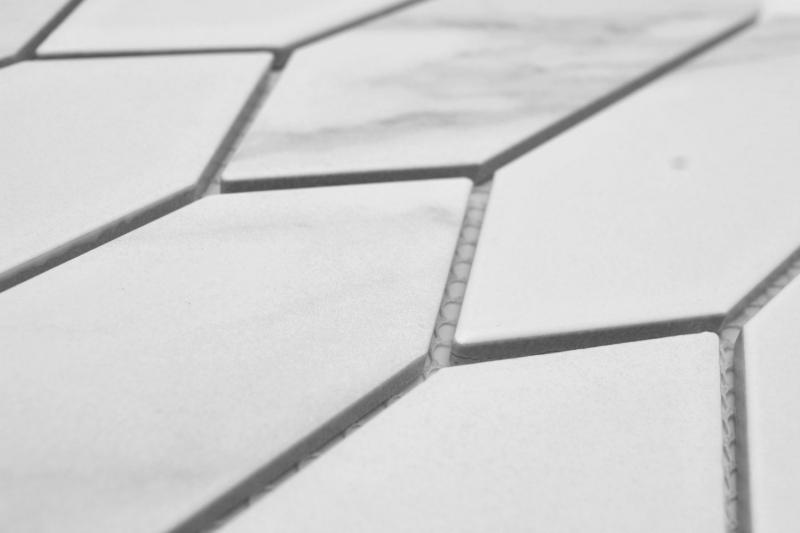 Muestra de mano cerámica mosaico azulejo hexágono hexágono Cararra blanco gris mate MOS13-L1102_m