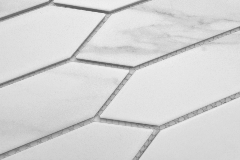 Muestra de mano cerámica mosaico azulejo hexágono hexágono Cararra blanco gris mate MOS13-L1102_m