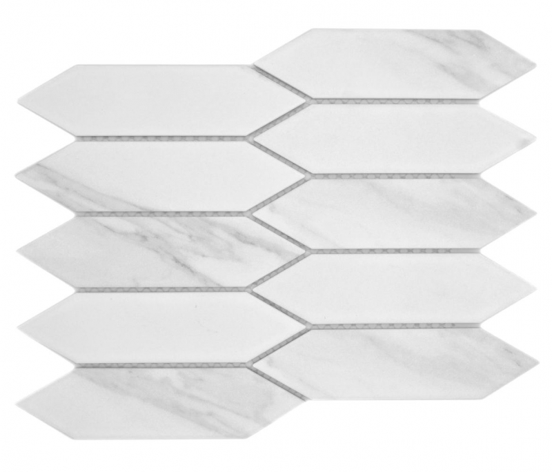Muestra de mano cerámica mosaico azulejo hexágono hexágono Cararra blanco gris mate MOS13-L1102_m