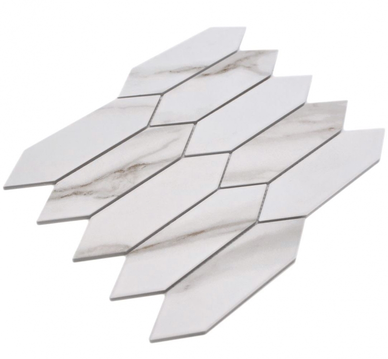 Muestra de mano mosaico cerámico Hexágono hexágono Calacatta blanco gris-marrón mate MOS13-L1112_m