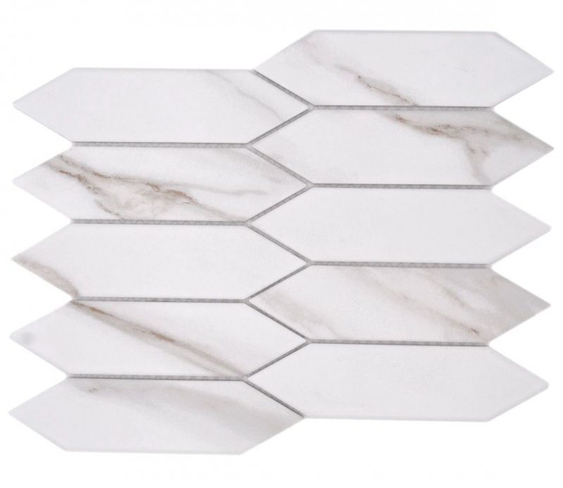 Muestra de mano mosaico cerámico Hexágono hexágono Calacatta blanco gris-marrón mate MOS13-L1112_m