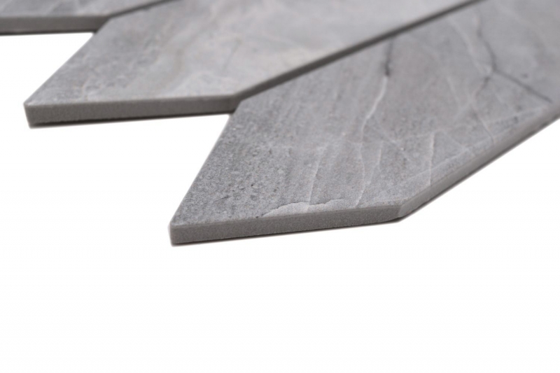 Muestra de mano mosaico cerámico hexágono efecto piedra alargado gris claro mate MOS13-L0206_m