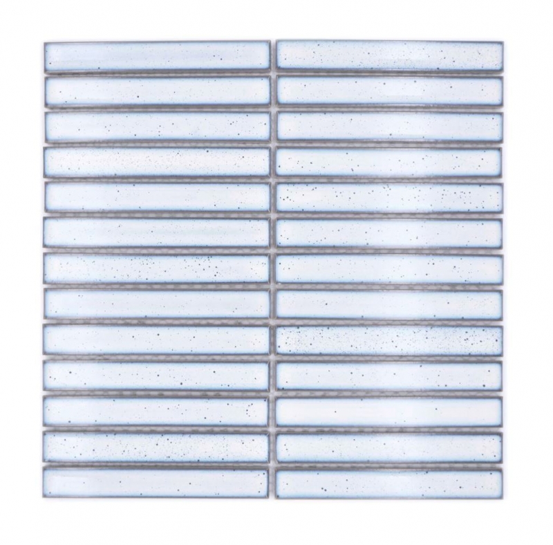 Muestra de mano cerámica mosaico varillas retro vintage 50s 60s correas blanco brillante moteado MOS24-CS66_m