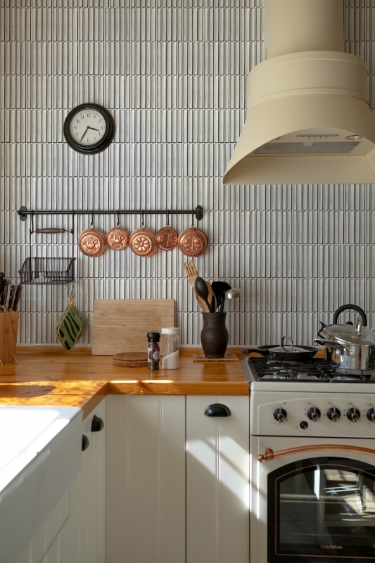 Muestra de mano cerámica mosaico varillas retro vintage 50s 60s correas blanco brillante moteado MOS24-CS66_m
