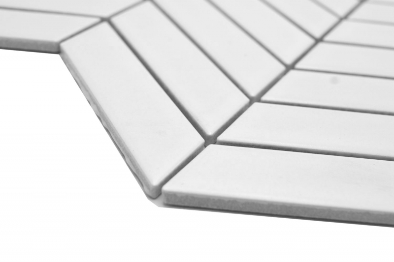Muestra de mano mosaico cerámico espiga uni blanco mate MOS24-EV21_m