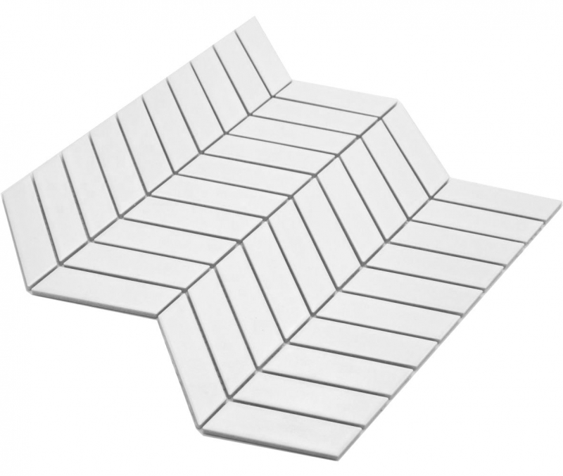 Muestra de mano mosaico cerámico espiga uni blanco mate MOS24-EV21_m