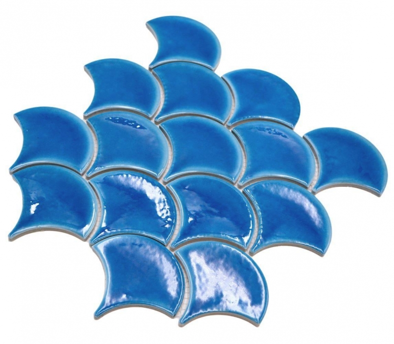 Mano patrón de cerámica mosaico azulejo ventilador escamas de pescado liso azul oscuro hielo craquelado estilo MOS13-FS3_m