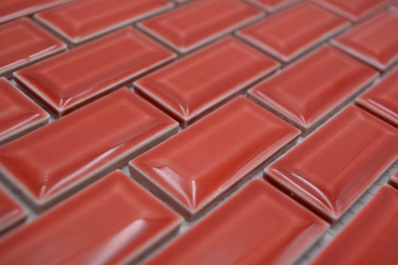 Muestra de mano cerámica mosaico azulejo ladrillo enlace compuesto uni rojo MOS26-0912_m