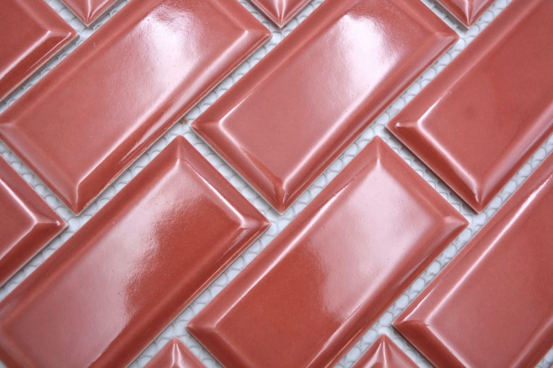 Muestra de mano mosaico cerámico Metro composite look uni rojo MOS24-09R_m