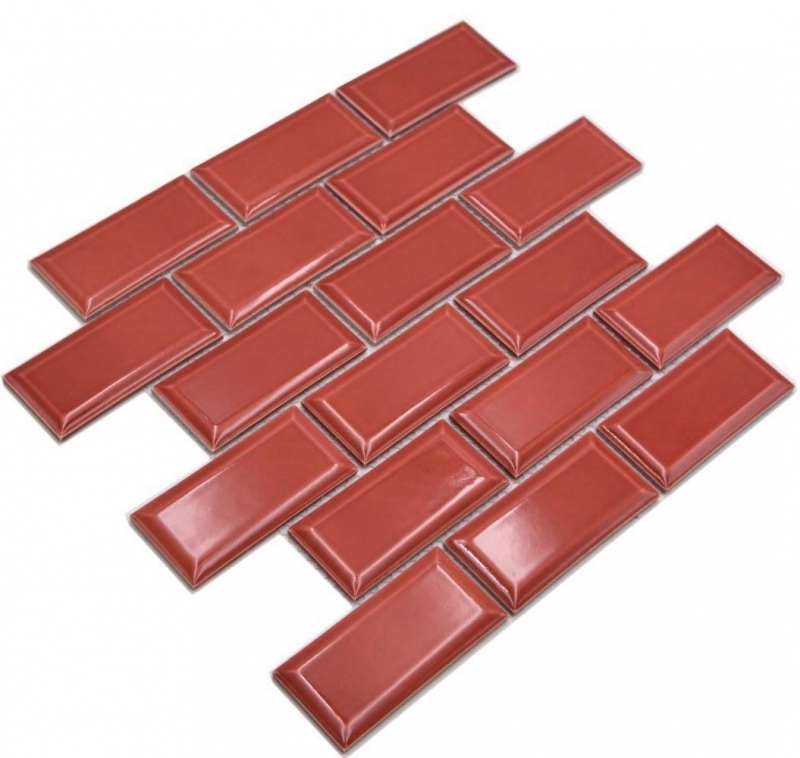 Muestra de mano mosaico cerámico Metro composite look uni rojo MOS24-09R_m