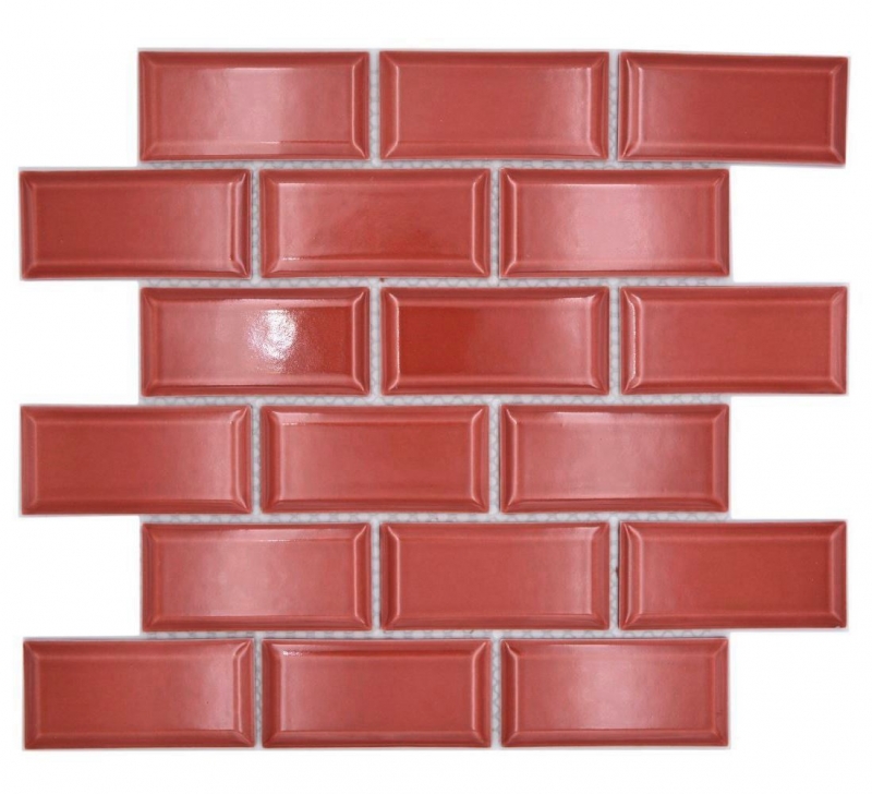 Muestra de mano mosaico cerámico Metro composite look uni rojo MOS24-09R_m