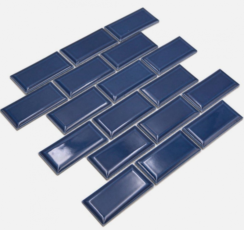 Muestra de mano mosaico cerámico Metro composite look uni azul cobalto MOS24-04K_m