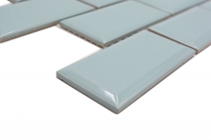 Muestra de mano mosaico cerámico Metro composite look uni menta verde pastel MOS24-06M_m