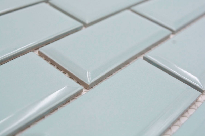 Muestra de mano mosaico cerámico Metro composite look uni menta verde pastel MOS24-06M_m