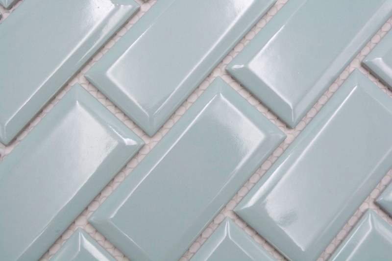 Muestra de mano mosaico cerámico Metro composite look uni menta verde pastel MOS24-06M_m