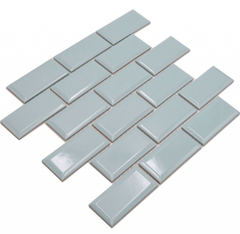 Muestra de mano mosaico cerámico Metro composite look uni menta verde pastel MOS24-06M_m