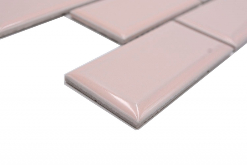 Muestra de mano mosaico cerámico Metro composite look uni rosa pálido pastel MOS24-11T_m