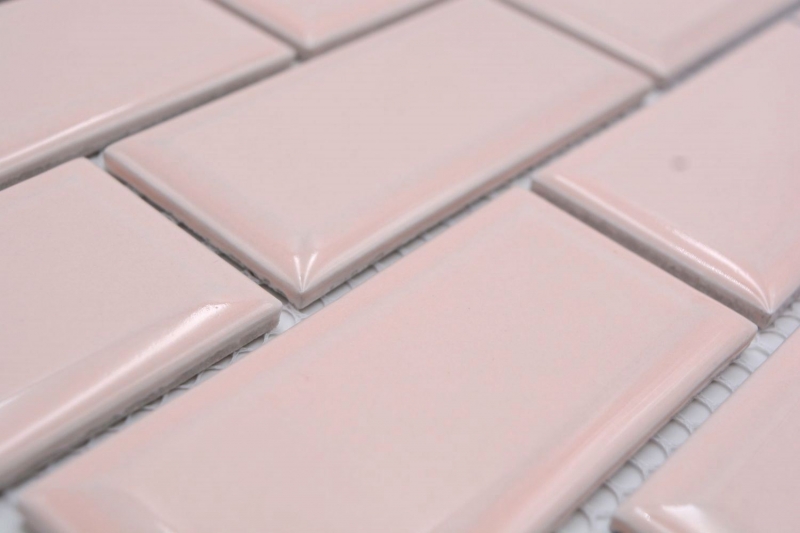 Muestra de mano mosaico cerámico Metro composite look uni rosa pálido pastel MOS24-11T_m