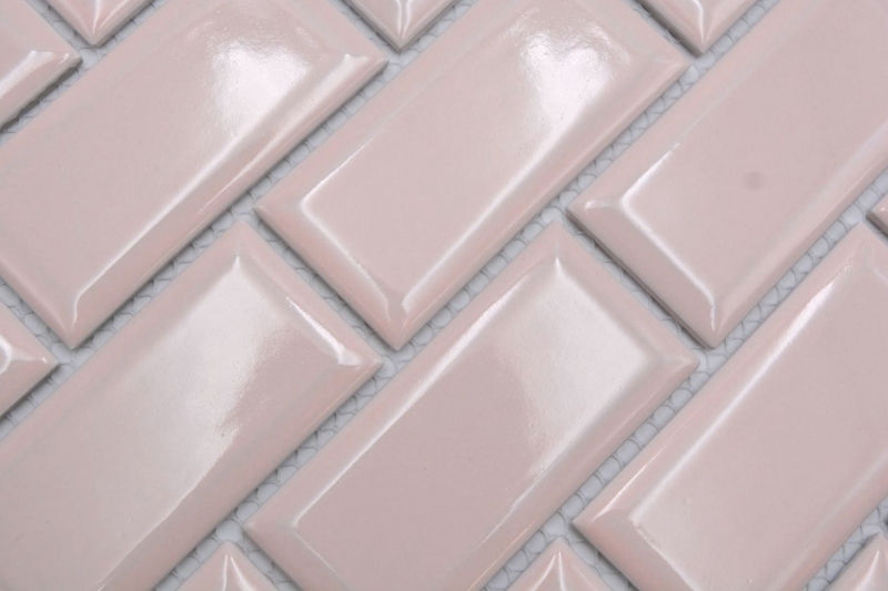 Muestra de mano mosaico cerámico Metro composite look uni rosa pálido pastel MOS24-11T_m