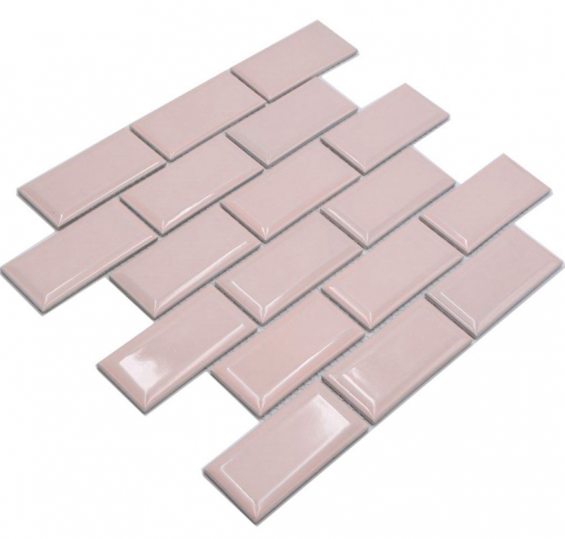 Muestra de mano mosaico cerámico Metro composite look uni rosa pálido pastel MOS24-11T_m