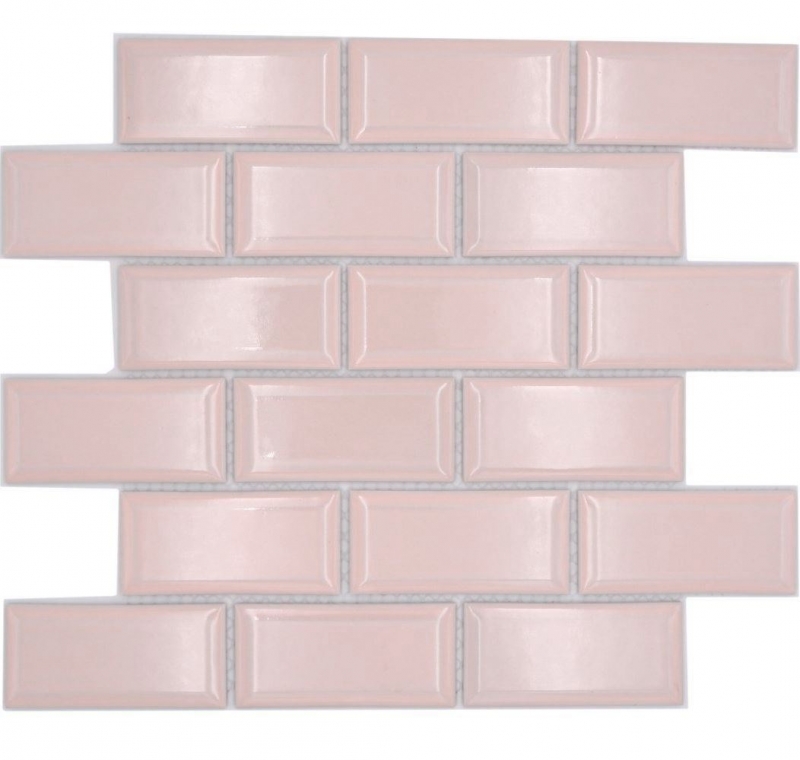 Muestra de mano mosaico cerámico Metro composite look uni rosa pálido pastel MOS24-11T_m
