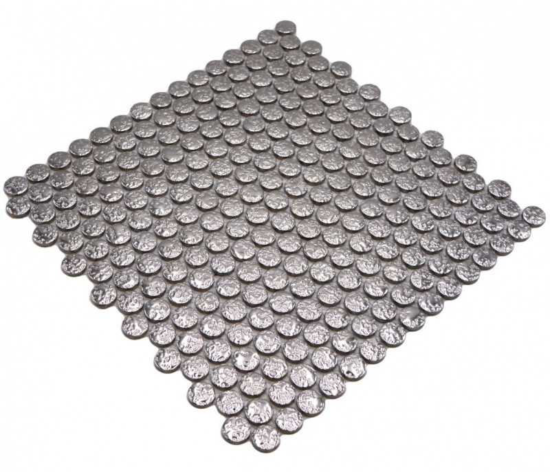 Muestra de mano cerámica mosaico azulejo botón lazo penny redondo uni plata martillado MOS10-0207_m