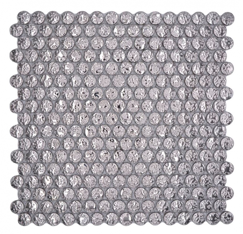 Muestra de mano cerámica mosaico azulejo botón lazo penny redondo uni plata martillado MOS10-0207_m