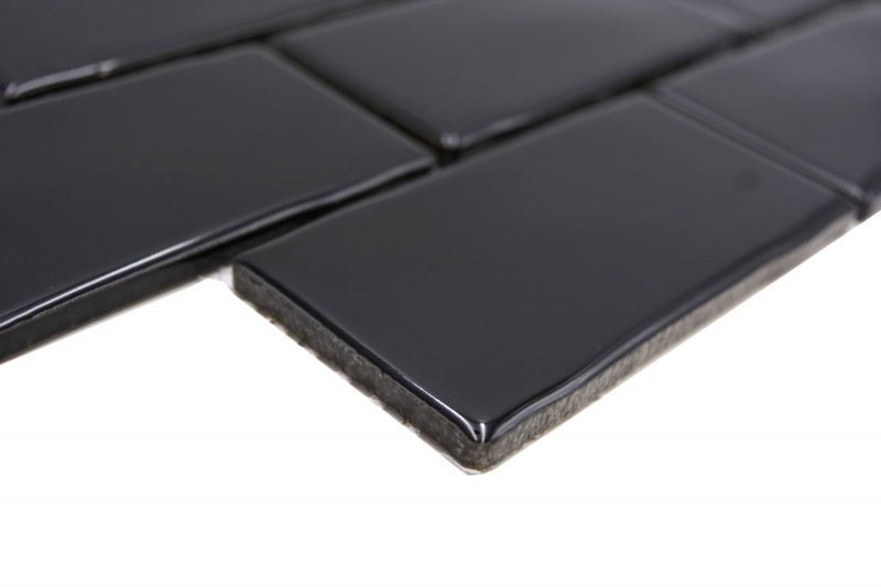 Muestra de mano mosaico cerámico Metro Sybway composite uni negro brillante MOS26-112_m