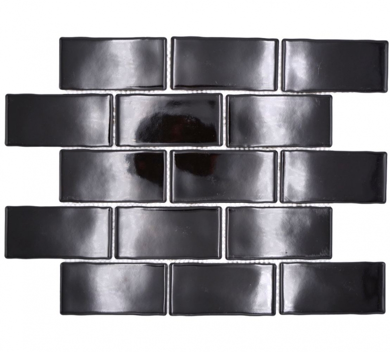 Muestra de mano mosaico cerámico Metro Sybway composite uni negro brillante MOS26-112_m