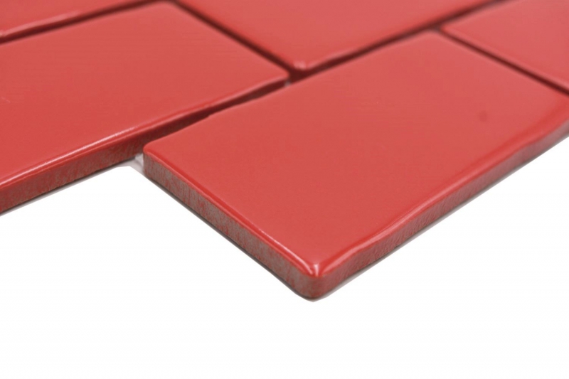 Muestra de mano mosaico cerámico Metro Sybway composite uni fuego rojo brillante MOS26-567_m