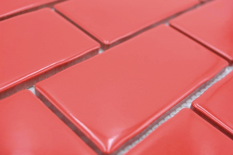 Muestra de mano mosaico cerámico Metro Sybway composite uni fuego rojo brillante MOS26-567_m
