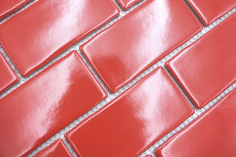 Muestra de mano mosaico cerámico Metro Sybway composite uni fuego rojo brillante MOS26-567_m