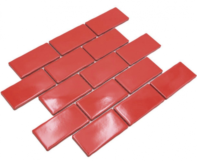 Muestra de mano mosaico cerámico Metro Sybway composite uni fuego rojo brillante MOS26-567_m
