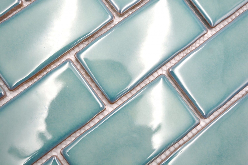Muestra de mano mosaico cerámico Metro Sybway composite uni petrol green glossy MOS26-716_m