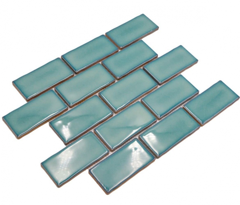 Muestra de mano mosaico cerámico Metro Sybway composite uni petrol green glossy MOS26-716_m