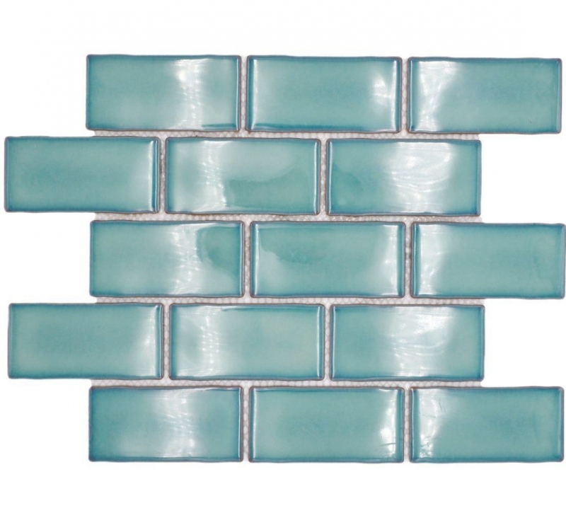 Muestra de mano mosaico cerámico Metro Sybway composite uni petrol green glossy MOS26-716_m