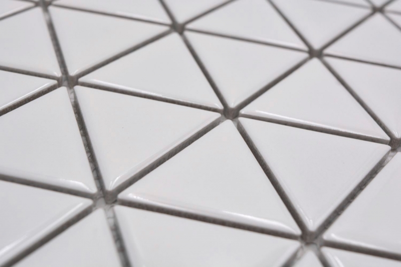 Muestra de mano azulejo de mosaico de cerámica triángulo diamante uni blanco brillante MOS13-t51_m