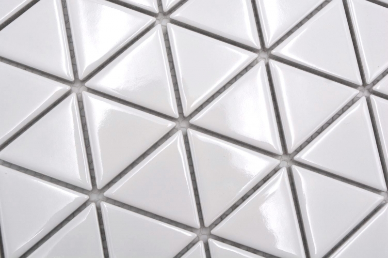 Muestra de mano azulejo de mosaico de cerámica triángulo diamante uni blanco brillante MOS13-t51_m