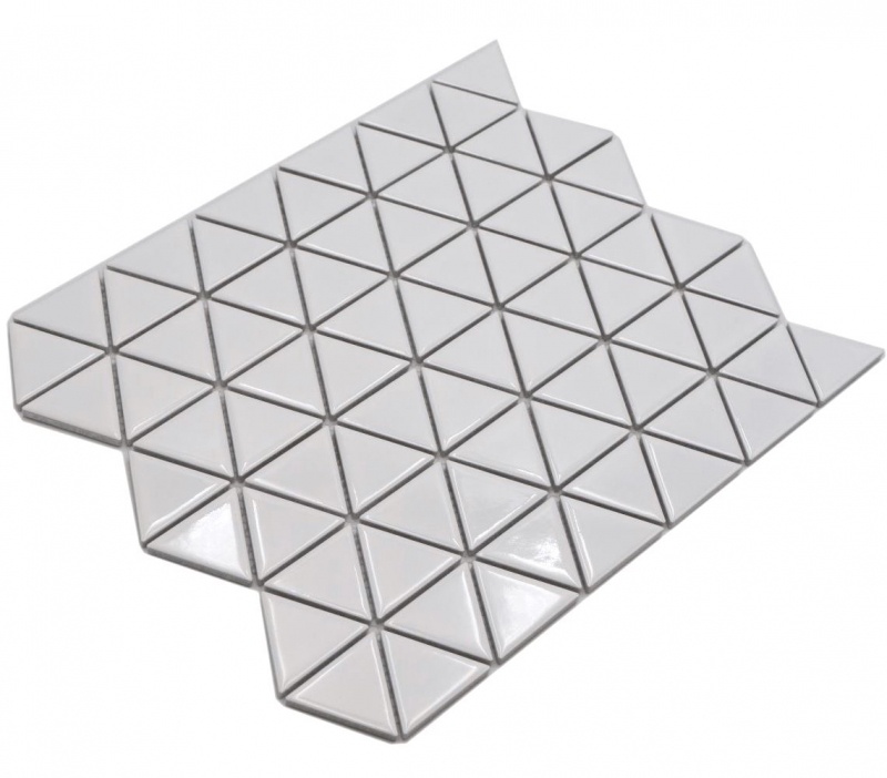 Muestra de mano azulejo de mosaico de cerámica triángulo diamante uni blanco brillante MOS13-t51_m