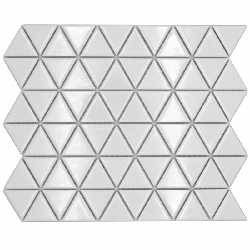 Muestra de mano azulejo de mosaico de cerámica triángulo diamante uni blanco brillante MOS13-t51_m