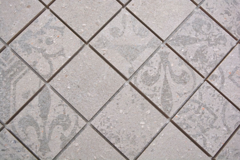 Muestrario de mano mosaico cerámico gres porcelánico gris claro antracita estampado MOS14-G3_m