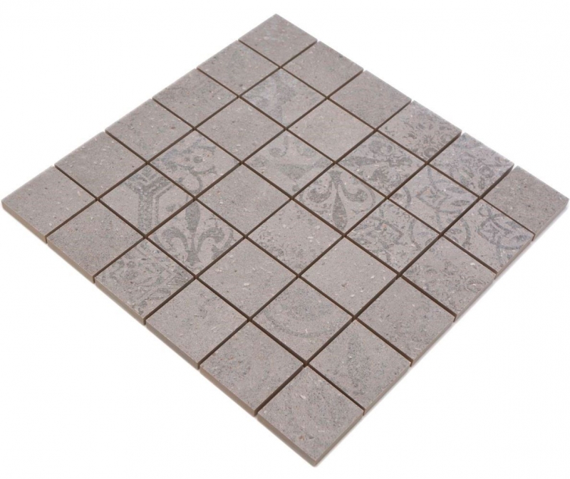 Muestrario de mano mosaico cerámico gres porcelánico gris claro antracita estampado MOS14-G3_m