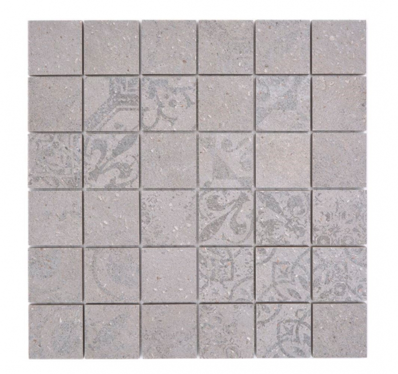 Muestrario de mano mosaico cerámico gres porcelánico gris claro antracita estampado MOS14-G3_m