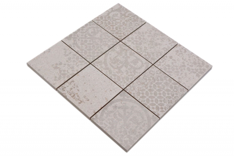 Muestrario de mano mosaico cerámico gres porcelánico gris claro beige estampado MOS23-B5_m