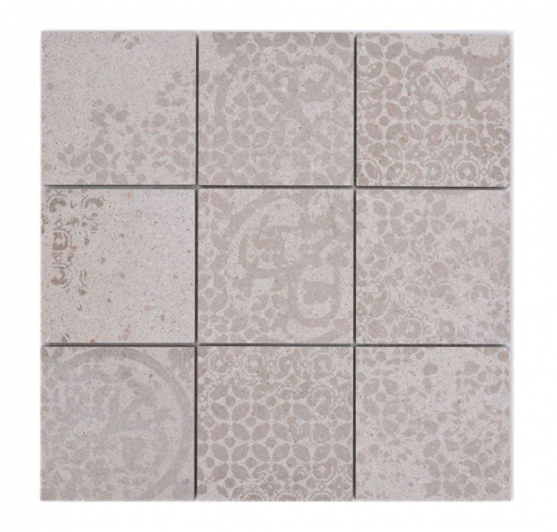 Muestrario de mano mosaico cerámico gres porcelánico gris claro beige estampado MOS23-B5_m