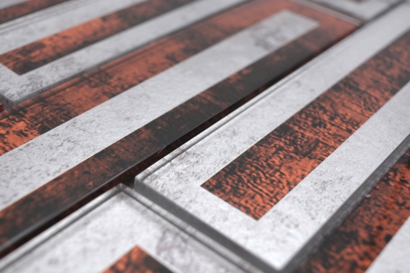 Muestra de la mano de mosaico de vidrio mosaico de azulejos 2D-look marrón plata gris sombreado MOS88-W1_m
